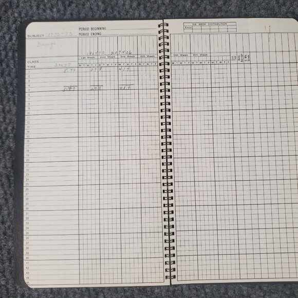 Vtg 60s 70s Sqibbs Class Record Book School Handwritten Notes Bookkeeping 1969 - Picture 8 of 9